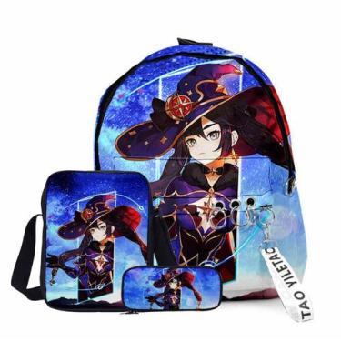 Imagem de Conjunto de mochilas escolares Genshins Impacts Monasa c Cartoon Kids 