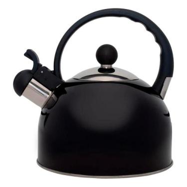 Imagem de Chaleira Bule De Chá Fervedor Inox Preta Com Apito 2 Litros Mimo Style