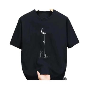 Imagem de Camiseta Casual Masculina plus Size De Verão Em Algodão Com Estampa De