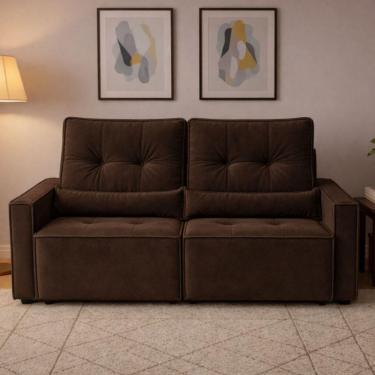 Imagem de Sofá Retrátil E Reclinável Londrina 1,60m Em Veludo Com Assento D23 – Lojas Curitibanas Marrom