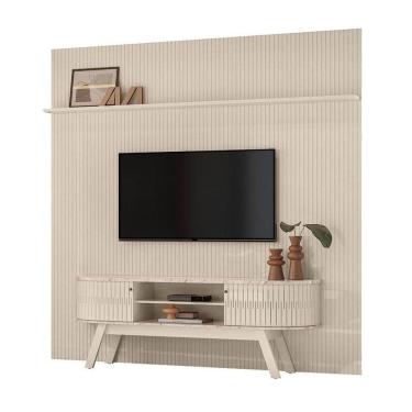 Imagem de Painel Piso Teto New Guaporé Com Rack Bancada Valência New Laguna Calacata Off White - Madetec