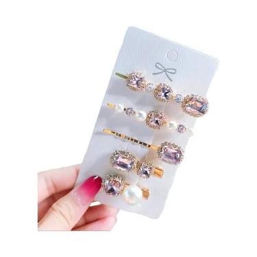 Imagem de Conjunto De Presilhas De Cabelo De Cristal Verde Para Mulheres E Menin