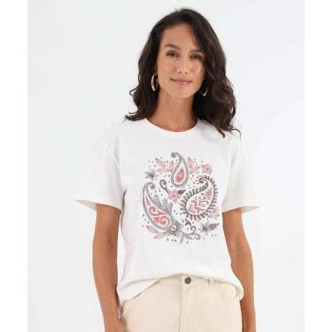 Imagem de Blusa Feminina Estampa Paisley Manga Curta Marisa Off -42002, Bege, GG