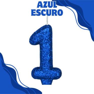 Imagem de Vela de Aniversário Para Bolo Shine C/Glitter - Crgfestas, Azul Escuro