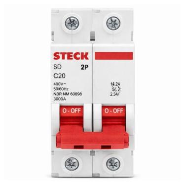Imagem de Disjuntor Din Bifasico Bipolar Duplo C 20A Steck