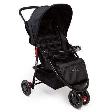 Imagem de Carrinho de Bebê Trino Berço para Recém Nascido Dobrável com Função Descanso Acolchoado Preto