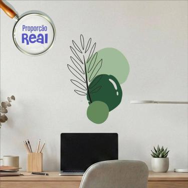 Imagem de Adesivo Floral Boho Verde Estilo Nórdico 50x35 Minimalista Mod.02