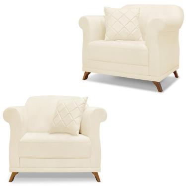 Imagem de Kit 2 Poltronas Decorativas Retrô Polo Linho Natural Ezz Natural Cor Natural Milani Mov...