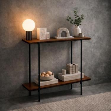 Imagem de Aparador Industrial 62cm Tubular Madeira e Aço  Espaço Gourmet Hall En