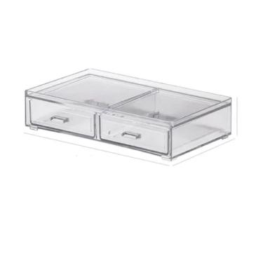 Imagem de Caixa Organizador 2 Gaveta Multiuso Empilhável 21,5x12,5x5cm