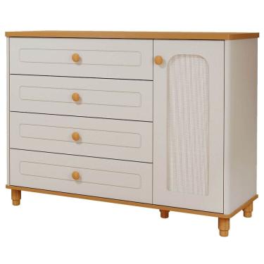 Imagem de Cômoda Bebê Alfajor Retrô Permobili 04 gavetas 01 porta MDF 