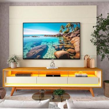 Imagem de Rack com Painel para TV até 84 Polegadas com LED 100% MDF 217cmx237cm 
