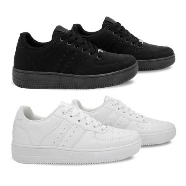 Imagem de Kit 2 Tênis Street Ollie Masculino Kings Conforto, 38, Preto, Branco