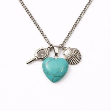 Imagem de Colar Orixá Iemanjá Proteção Espiritual Odociaba Coração Turquesa - Ba