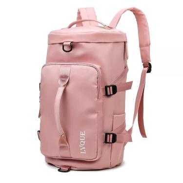 Imagem de Bolsa Mochila de Viagem e Academia OEM Oxford 46x25x25 Rosa com Compartimento para Tênis e Separação Molhado Seco