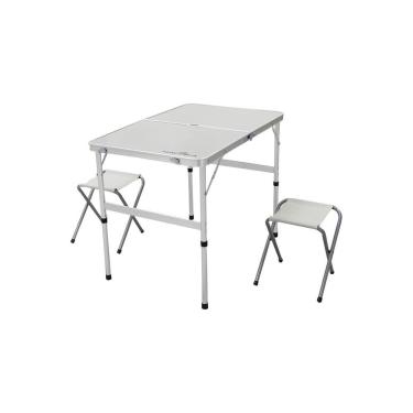 Imagem de Conjunto de Mesa e Banquetas Dobrável Domo para Camping com Mesa Que Vira Maleta em Alumínio e MDF