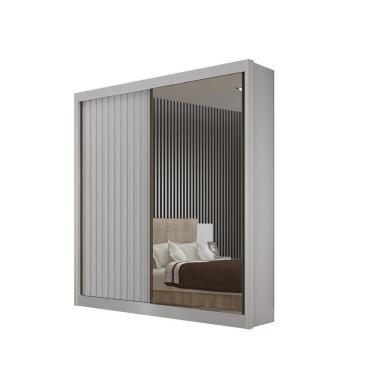 Imagem de Guarda Roupa Ripado Espelho Gavetas Lugano 100% Mdf - Marcs