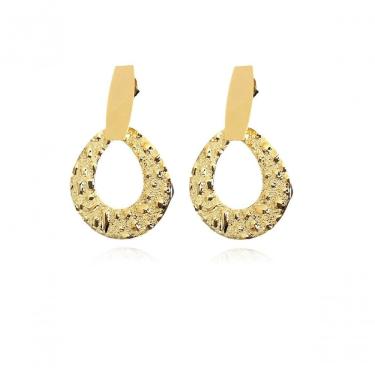 Imagem de Brinco Circulo Trabalhado Banhado Em Ouro 18k [f027]
