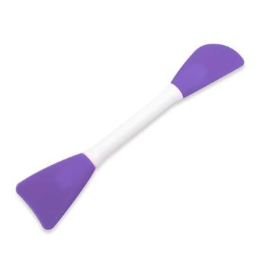 Imagem de Espátulas Duplas de Silicone Espátula para Máscara Argila Skincare Maquiagem Aplicação Uniforme Roxo OEM