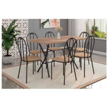 Imagem de Mesa de Jantar 6 Cadeiras Retangular Preta - Artefamol America Bruna, 