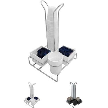 Imagem de Suporte Copo Café Porta Sachês De Chás Açúcares Colheres Aço - STOLF, 