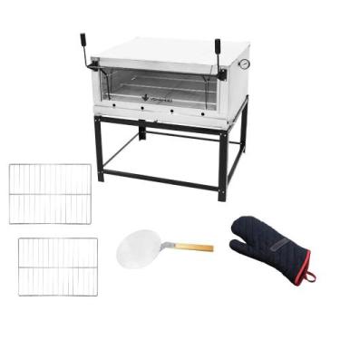 Imagem de Forno Gás Industrial Pedra Roma Inox 90 Firi90 + 2 Grades Extra + Luva