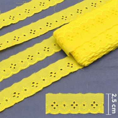 Imagem de Bordado Inglês 2,5cm BP075 Amarelo Ouro - 13,7 Metros  artePunto