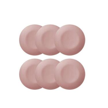 Imagem de Jogo de Pratos Sobremesa Rosa Fosco Matte 6 peças - Scalla - Cerâmica 
