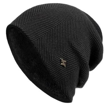 Imagem de Gorro Peluciado Unissex de Inverno Xthree Acrílico Preto Estiloso Simples e Moderno Adulto