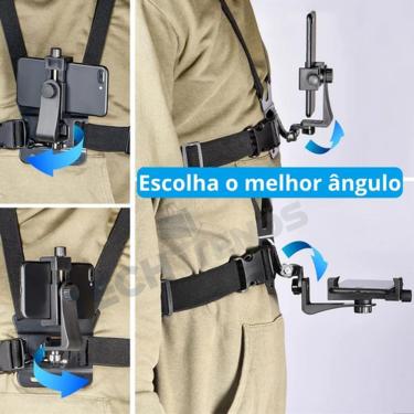 Imagem de Suporte Peitoral para Celular e Câmeras Utimix Ajustável com Adaptador Universal e Suporte Tipo J