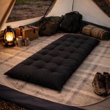 Imagem de Colchonete Futon 1,70x60 Espreguiçadeira Almofada Grande Confortável Multiuso Preto para Descanso OEM