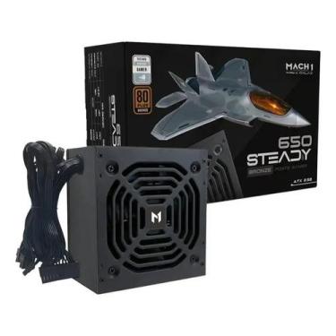 Imagem de Fonte Mach1 Steady 650W 80 Plus Bronze PFC Ativo Preta 650Steady, 100-