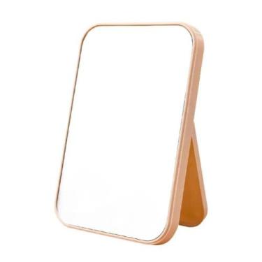 Imagem de Espelho maquiagem mesa dobrável portátil facial retangular Cor:Bege - 