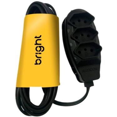 Imagem de Extensão Elétrica Tripolar 3 Tomadas Bivolt 1200W 127V 2200W 250V Preta Bright