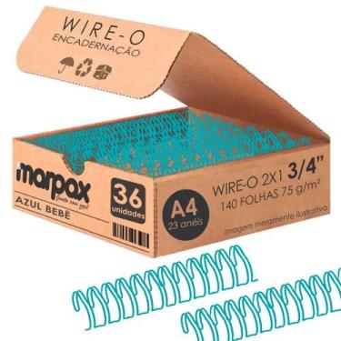Imagem de Wire-o para Encadernação 2X1 A4 Azul Bebê 3/4 140fls 36un - Marpax
