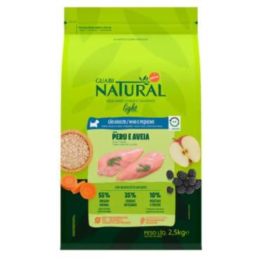 Imagem de Ração Guabi Natural Light para Cães Adultos de Porte Mini e Pequeno Sabor Peru e Aveia - 2,5KG