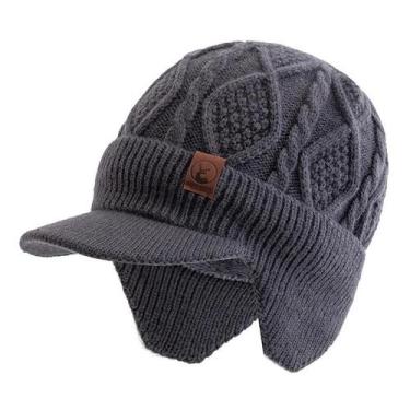 Imagem de Gorro Unissex De Inverno Com Forro De Pelúcia, Quente, Com Protetor De