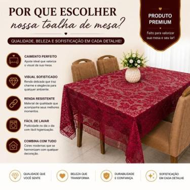 Imagem de Toalha de Mesa de Renda 4 até 6 Lugares Retangular 1,50x2,00 Rendada M