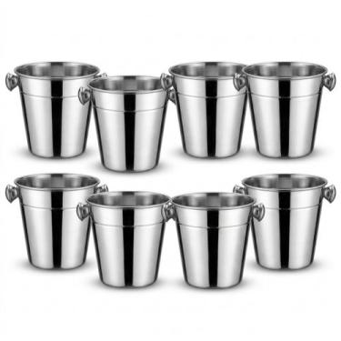 Imagem de Balde Inox Para Gelo Kit 2 4 8 Unidades Para Bebidas Drinks Adegas Fes