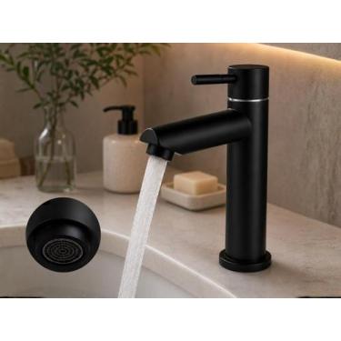 Imagem de Torneira Aço Inox de Bancada Preta Para Banheiro e Lavabo Mobi DQI