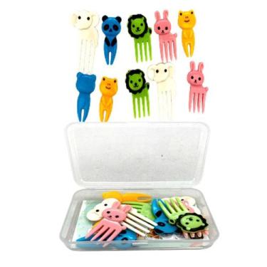 Imagem de 10 Garfinhos Infantil Plástico P/ Frutas Palitinhos, Lanches - MRVC ST