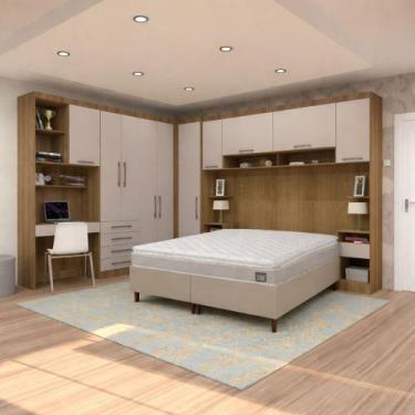 Imagem de Conjunto Quarto Queen Base Box e Colchão 10 Peças 11 Portas 7 Gavetas 