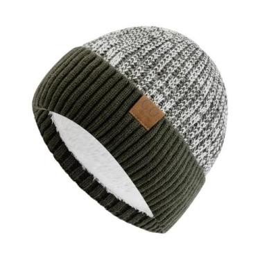 Imagem de Gorro De Inverno Unissex Forrado Com Pelúcia, Quente, Bicolor, Tricota
