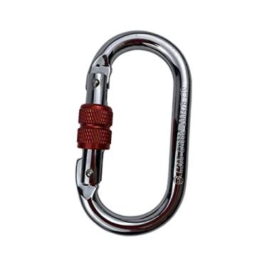 Imagem de Fancyes Mosquetão de escalada em forma Mosquetão de segurança Fivela de segurança para serviços pesados principal para equipamentos de, vermelho