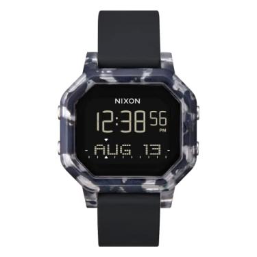 Imagem de NIXON Relógio esportivo feminino Siren A1210-100 m resistente à água (38 mm mostrador do relógio, 18 mm - 16 mm pulseira PU/borracha/silicone), Tartaruga preta, One Size, Sirene