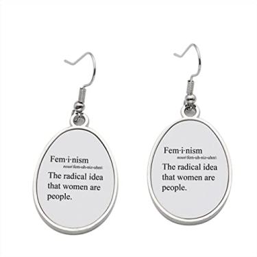 Imagem de Feminism the radical idea that women people brinco - Brincos com pingente para meninas - Presente de festa de aniversário dos namorados