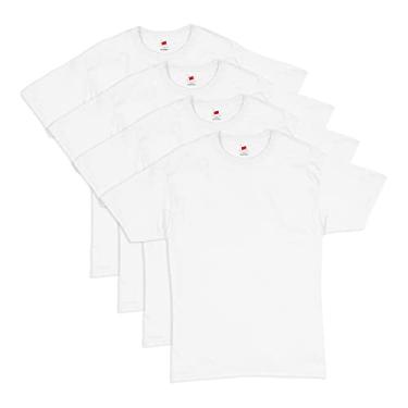 Imagem de Hanes Camiseta masculina Essentials de manga curta, pacote econômico, Branco, pacote com 4, XXG