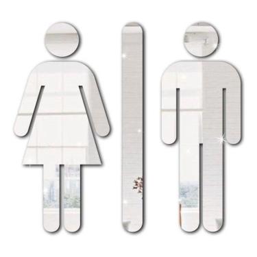 Imagem de Placa Indicativa De Sinalização Banheiro Acrílico Espelhado