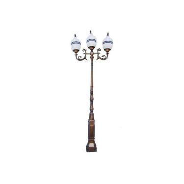 Imagem de Poste Colonial Versailes Jardim de Alumínio 03 Globo 3,70m