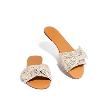 Imagem de Shoe Republic Kentt Rose Gold Shimmer Flat open Toe Slide Mule Sandals (8.5, Rose Gold)